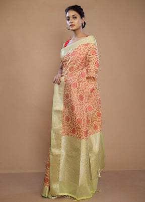 Cream Kora Silk Saree With Blouse Piece - Indian Silk House Agencies