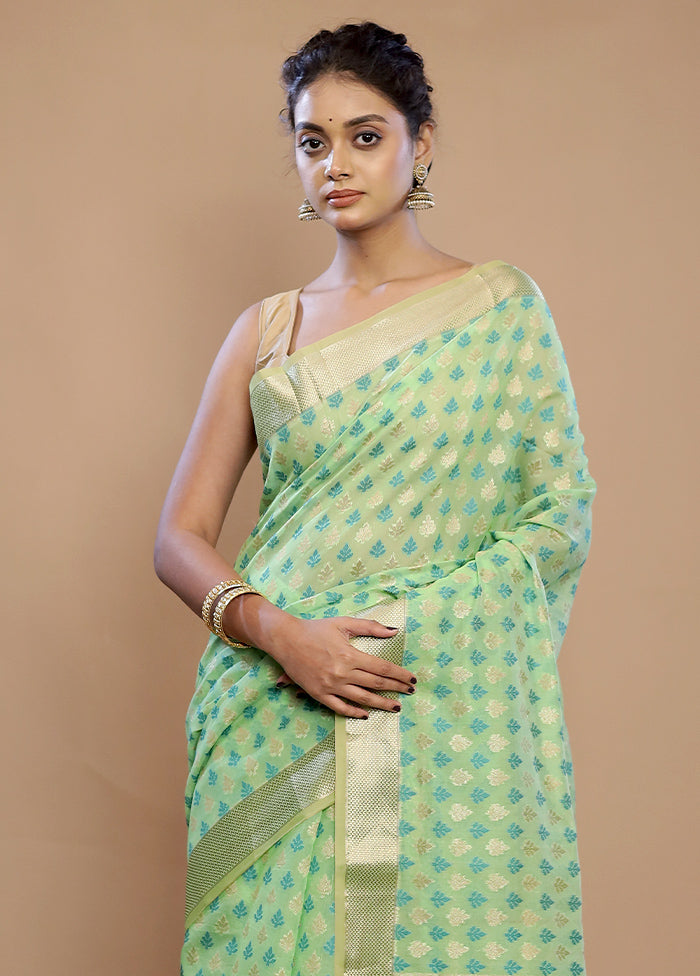 Green Kora Silk Saree With Blouse Piece - Indian Silk House Agencies