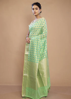 Green Kora Silk Saree With Blouse Piece - Indian Silk House Agencies