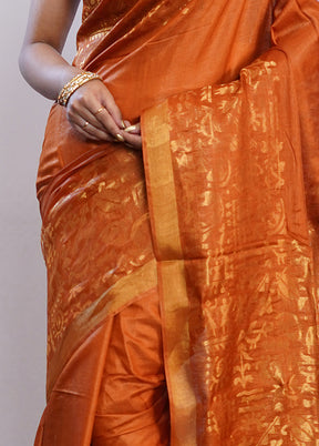 Orange Tussar Pure Silk Saree With Blouse Piece - Indian Silk House Agencies