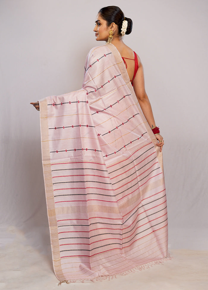 Pink Tussar Pure Silk Saree With Blouse Piece - Indian Silk House Agencies