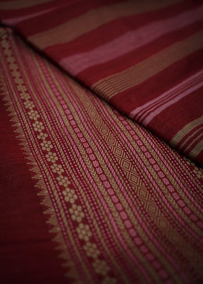 Maroon Tussar Silk Saree With Blouse Piece - Indian Silk House Agencies