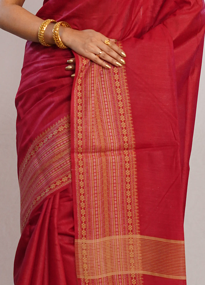 Pink Tussar Silk Saree With Blouse Piece - Indian Silk House Agencies