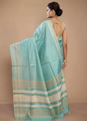 Green Tussar Silk Saree With Blouse Piece - Indian Silk House Agencies