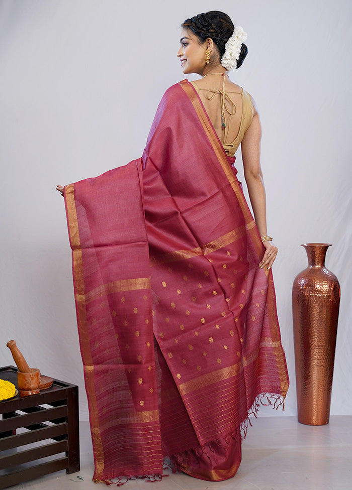 Purple Tussar Pure Silk Saree With Blouse Piece - Indian Silk House Agencies