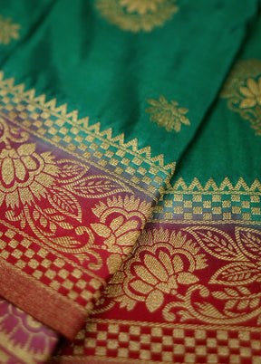 Green Dupion Silk Saree With Blouse Piece - Indian Silk House Agencies