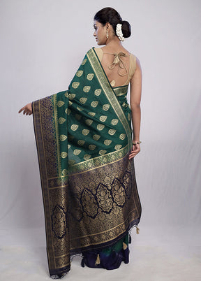 Green Dupion Silk Saree With Blouse Piece - Indian Silk House Agencies