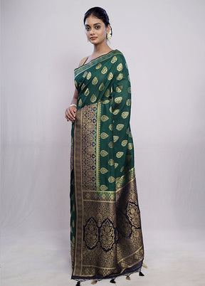 Green Dupion Silk Saree With Blouse Piece - Indian Silk House Agencies