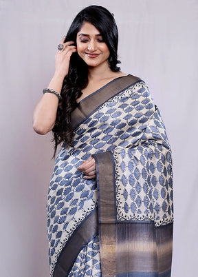 Purple Tussar Pure Silk Saree With Blouse Piece - Indian Silk House Agencies