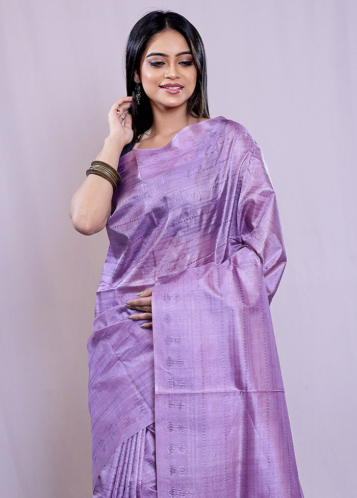 Purple Tussar Silk Saree With Blouse Piece - Indian Silk House Agencies