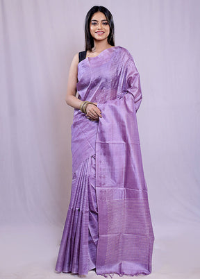 Purple Tussar Silk Saree With Blouse Piece - Indian Silk House Agencies