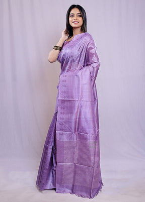 Purple Tussar Silk Saree With Blouse Piece - Indian Silk House Agencies