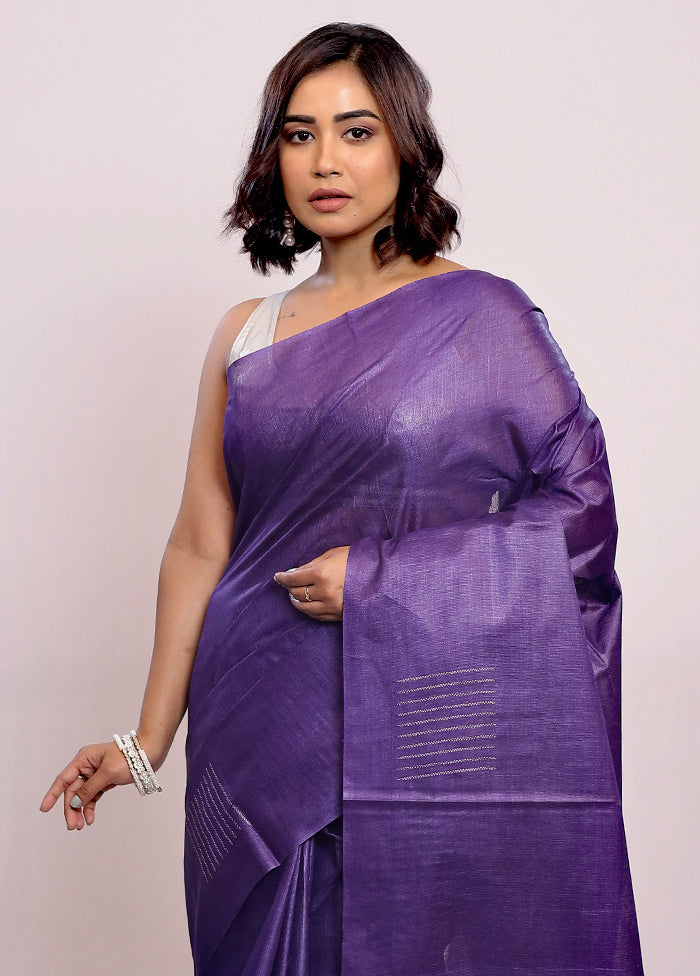 Purple Tussar Silk Saree With Blouse Piece - Indian Silk House Agencies