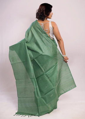 Green Tussar Silk Saree With Blouse Piece - Indian Silk House Agencies