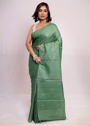 Green Tussar Silk Saree With Blouse Piece - Indian Silk House Agencies