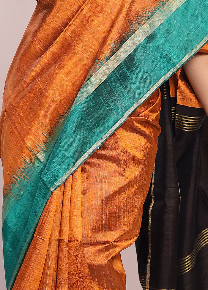 Orange Tussar Silk Saree With Blouse Piece - Indian Silk House Agencies