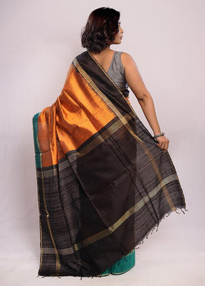 Orange Tussar Silk Saree With Blouse Piece - Indian Silk House Agencies