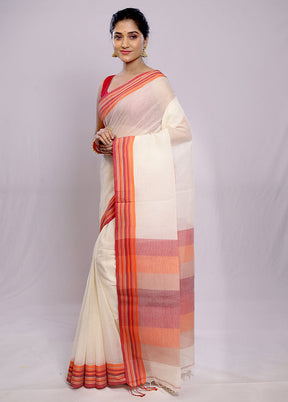 White Matka Silk Saree With Blouse Piece - Indian Silk House Agencies