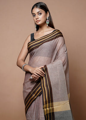 Grey Matka Silk Saree With Blouse Piece