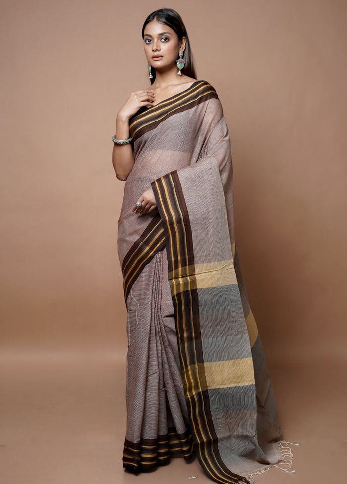 Grey Matka Silk Saree With Blouse Piece