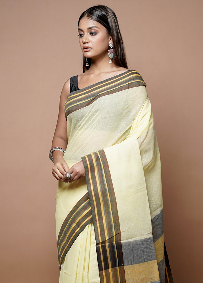 Yellow Matka Silk Saree With Blouse Piece