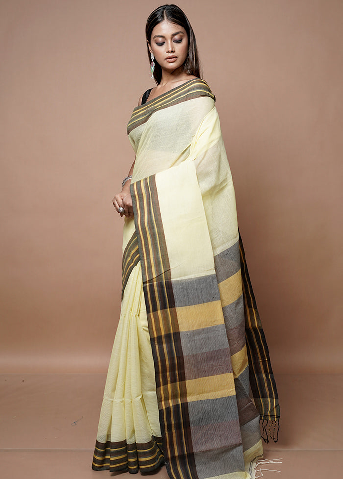 Yellow Matka Silk Saree With Blouse Piece