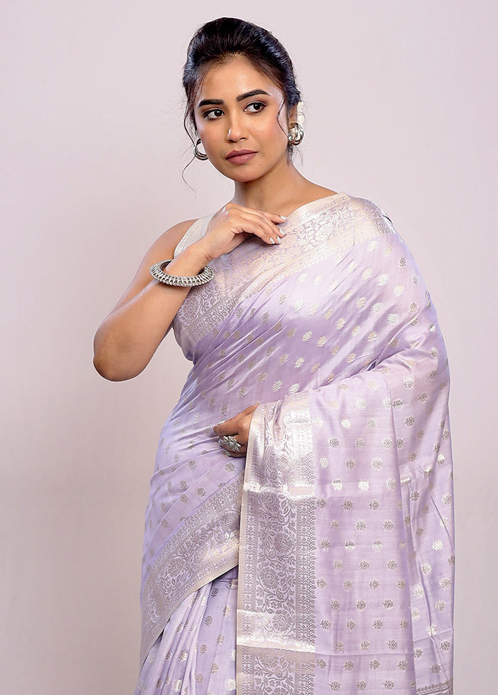 Purple Katan Silk Saree With Blouse Piece - Indian Silk House Agencies