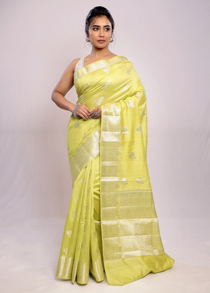 Green Katan Silk Saree With Blouse Piece - Indian Silk House Agencies