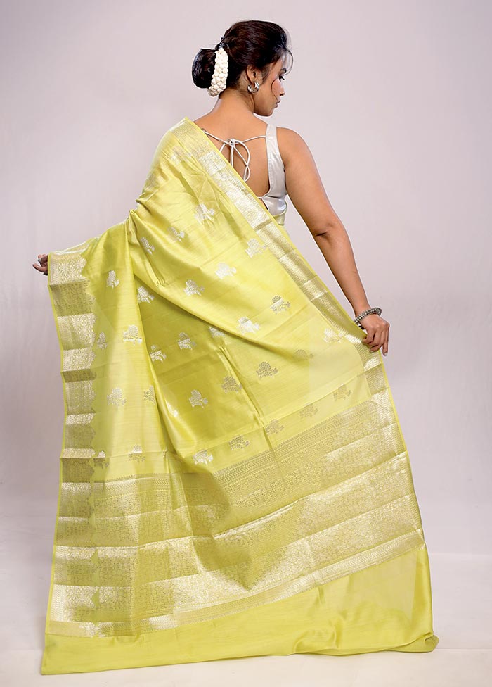 Green Katan Silk Saree With Blouse Piece - Indian Silk House Agencies