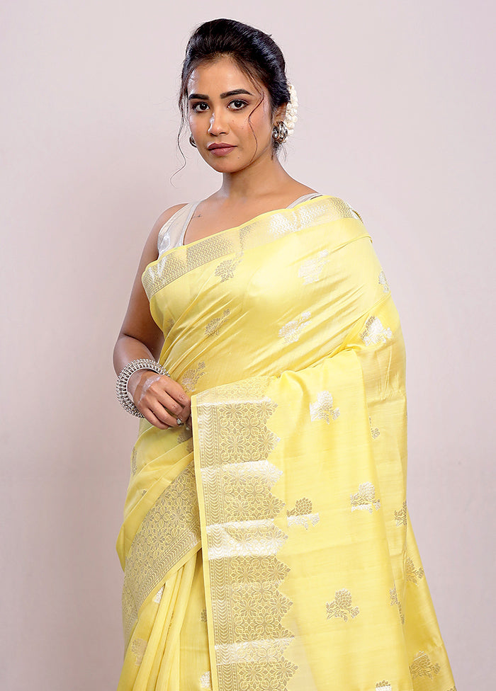 Yellow Katan Silk Saree With Blouse Piece - Indian Silk House Agencies