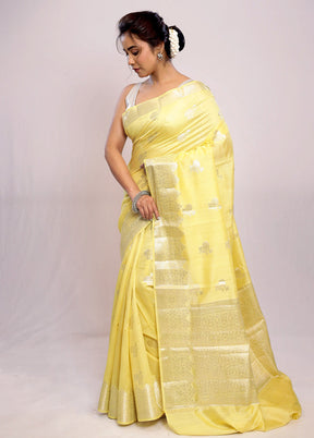 Yellow Katan Silk Saree With Blouse Piece - Indian Silk House Agencies