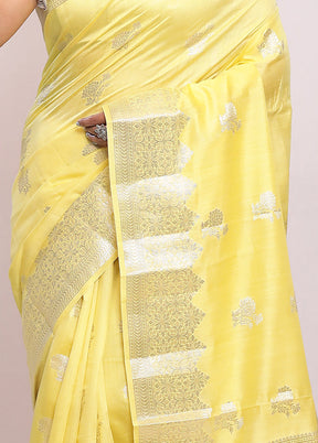 Yellow Katan Silk Saree With Blouse Piece - Indian Silk House Agencies