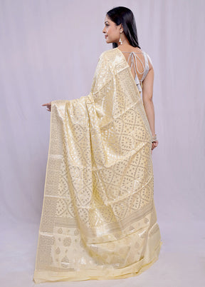 Cream Katan Silk Saree With Blouse Piece - Indian Silk House Agencies