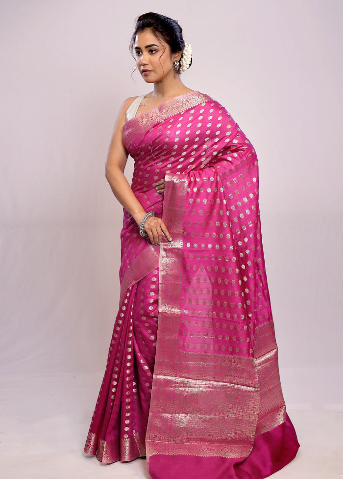 Pink Katan Silk Saree With Blouse Piece - Indian Silk House Agencies