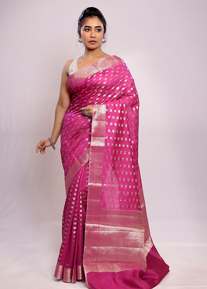 Pink Katan Silk Saree With Blouse Piece - Indian Silk House Agencies