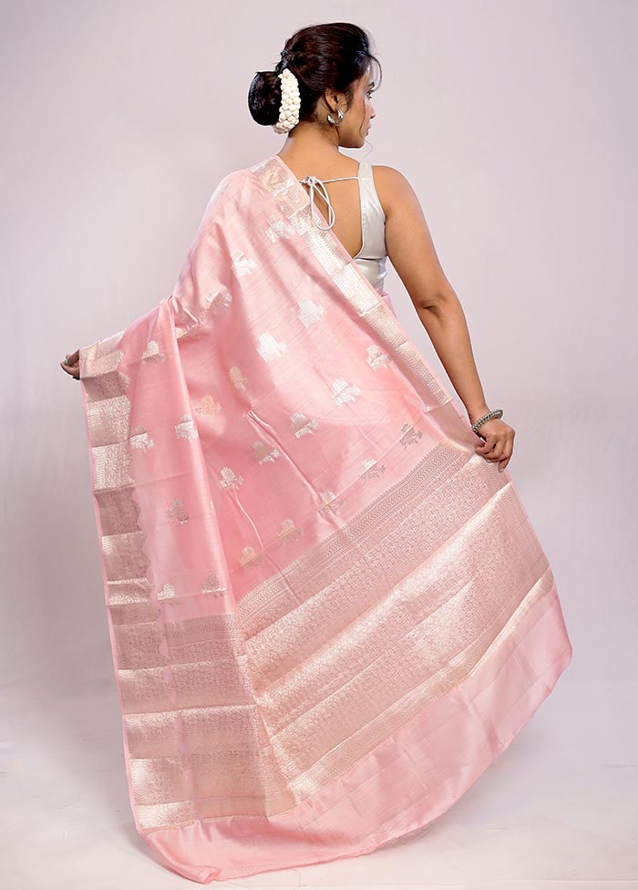 Pink Katan Silk Saree With Blouse Piece - Indian Silk House Agencies