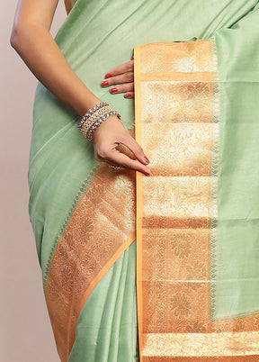 Green Katan Pure Silk Saree With Blouse Piece - Indian Silk House Agencies