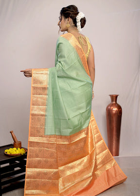 Green Katan Pure Silk Saree With Blouse Piece - Indian Silk House Agencies