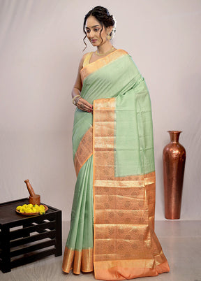 Green Katan Pure Silk Saree With Blouse Piece - Indian Silk House Agencies