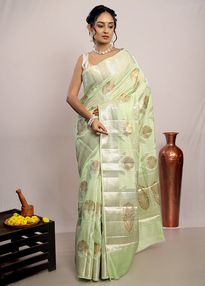 Green Katan Pure Silk Saree With Blouse Piece - Indian Silk House Agencies