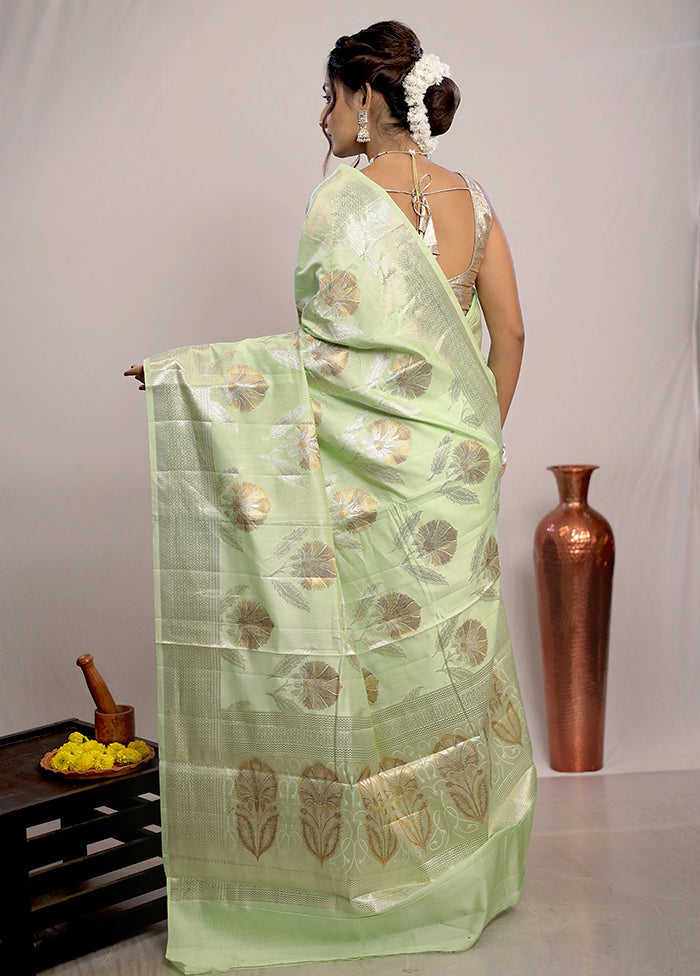 Green Katan Pure Silk Saree With Blouse Piece - Indian Silk House Agencies