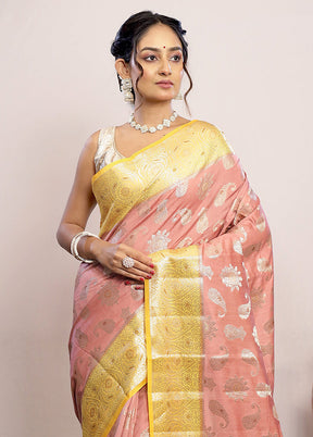 Pink Katan Pure Silk Saree With Blouse Piece - Indian Silk House Agencies