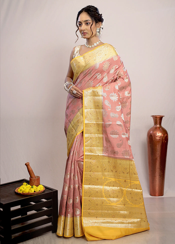 Pink Katan Pure Silk Saree With Blouse Piece - Indian Silk House Agencies