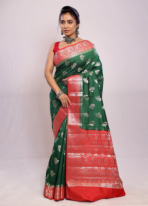 Green Katan Pure Silk Saree With Blouse Piece - Indian Silk House Agencies