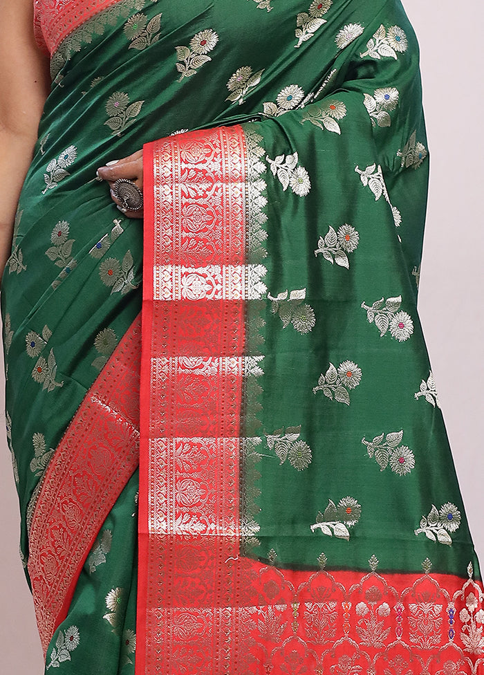 Green Katan Pure Silk Saree With Blouse Piece - Indian Silk House Agencies