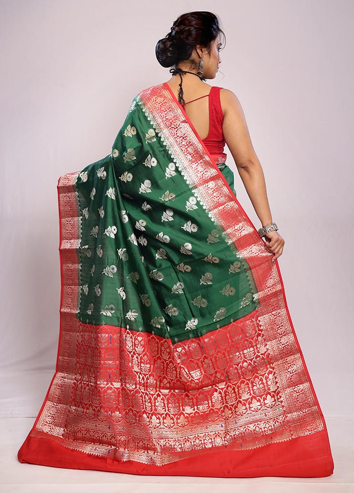 Green Katan Pure Silk Saree With Blouse Piece - Indian Silk House Agencies