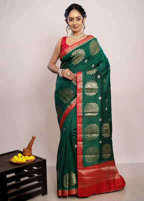 Green Katan Pure Silk Saree With Blouse Piece - Indian Silk House Agencies