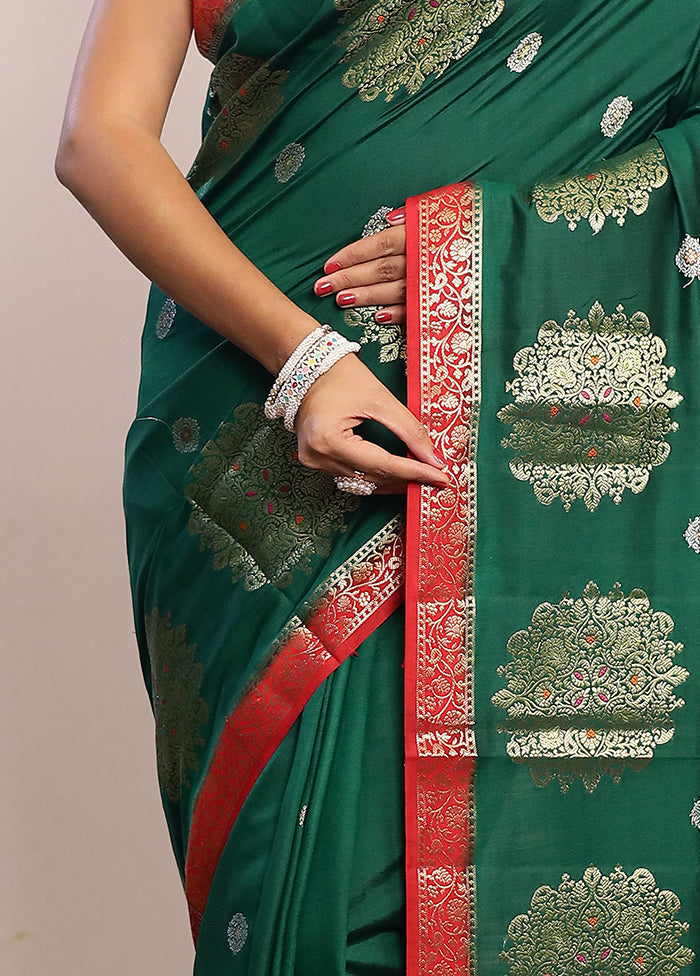 Green Katan Pure Silk Saree With Blouse Piece - Indian Silk House Agencies