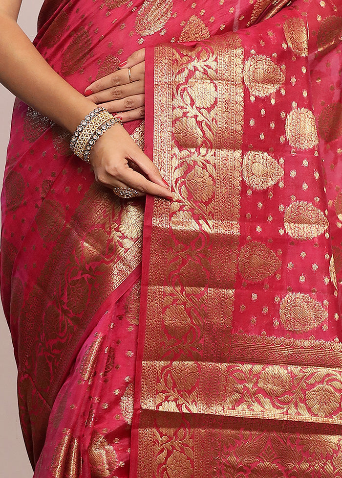 Pink Katan Pure Silk Saree With Blouse Piece - Indian Silk House Agencies