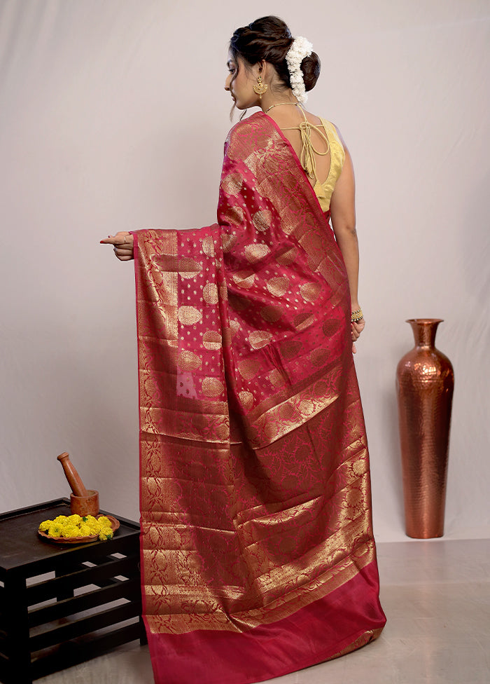 Pink Katan Pure Silk Saree With Blouse Piece - Indian Silk House Agencies